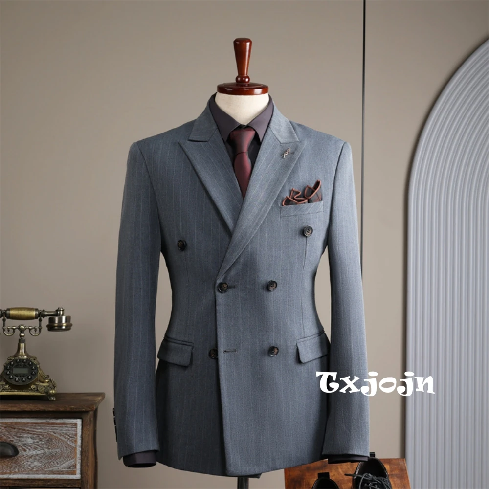 New Arrival Double Breasted Men's Tuxedo, Handsome Striped Suits For Men,Fashionable Slim Fit Dresswear Wedding Groom Outfit
New Arrival Double Breasted Men's Tuxedo, Handsome Striped Suits For Men,Fashionable Slim Fit Dresswear Wedding Groom Outfit
