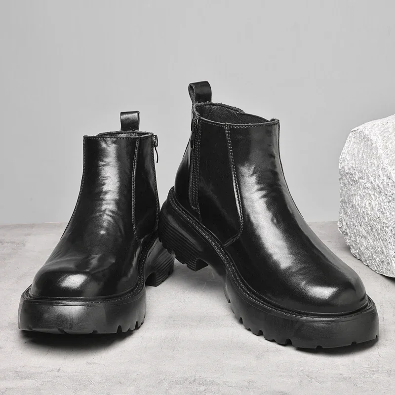 Winter Plush Platform Side Zipper Chelsea Boots Men Fashion Leather Ankle Boots Men Business British Style High-top Casual Shoes
Winter Plush Platform Side Zipper Chelsea Boots Men Fashion Leather Ankle Boots Men Business British Style High-top Casual Shoes