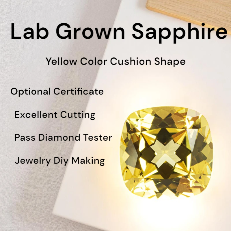 Cushion Shape Yellow Color Lab Grown Sapphire Beads for Charms Jewelry Making DIY Ring Necklace Materials Selectable Certifica
Cushion Shape Yellow Color Lab Grown Sapphire Beads for Charms Jewelry Making DIY Ring Necklace Materials Selectable Certifica