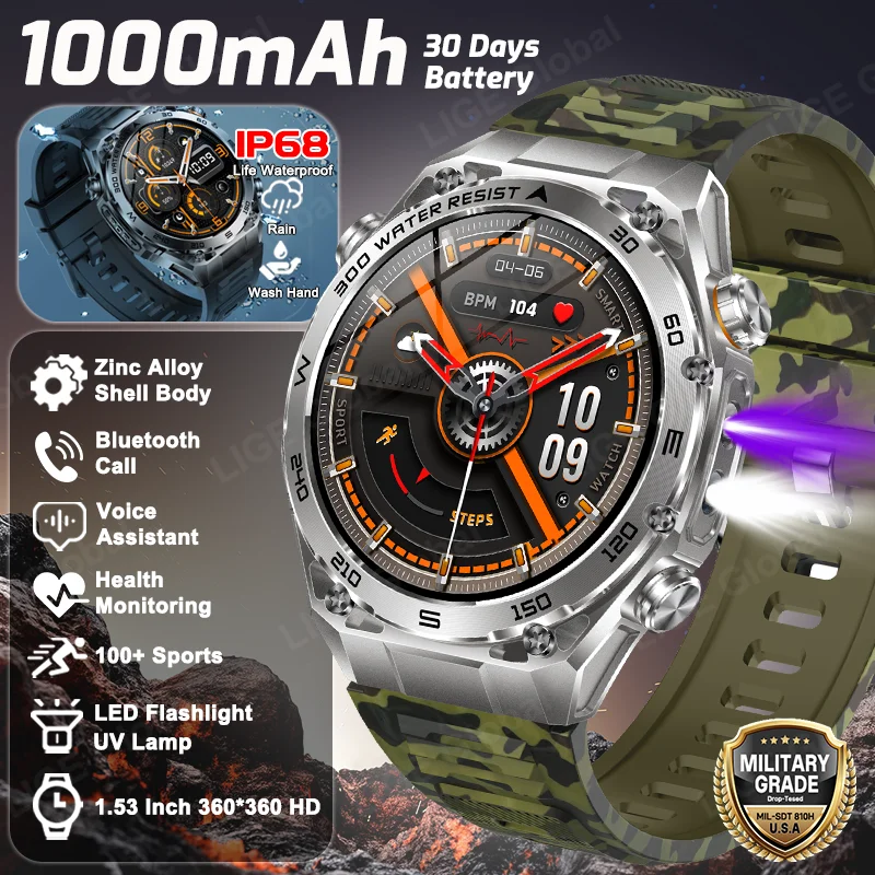 LIGE 2026 New 1000mAh Battery Watches Exercise Tracker IP68 Waterproof Sport Fitness Outdoor Military Flashlight Smart Watch Men
LIGE 2026 New 1000mAh Battery Watches Exercise Tracker IP68 Waterproof Sport Fitness Outdoor Military Flashlight Smart Watch Men