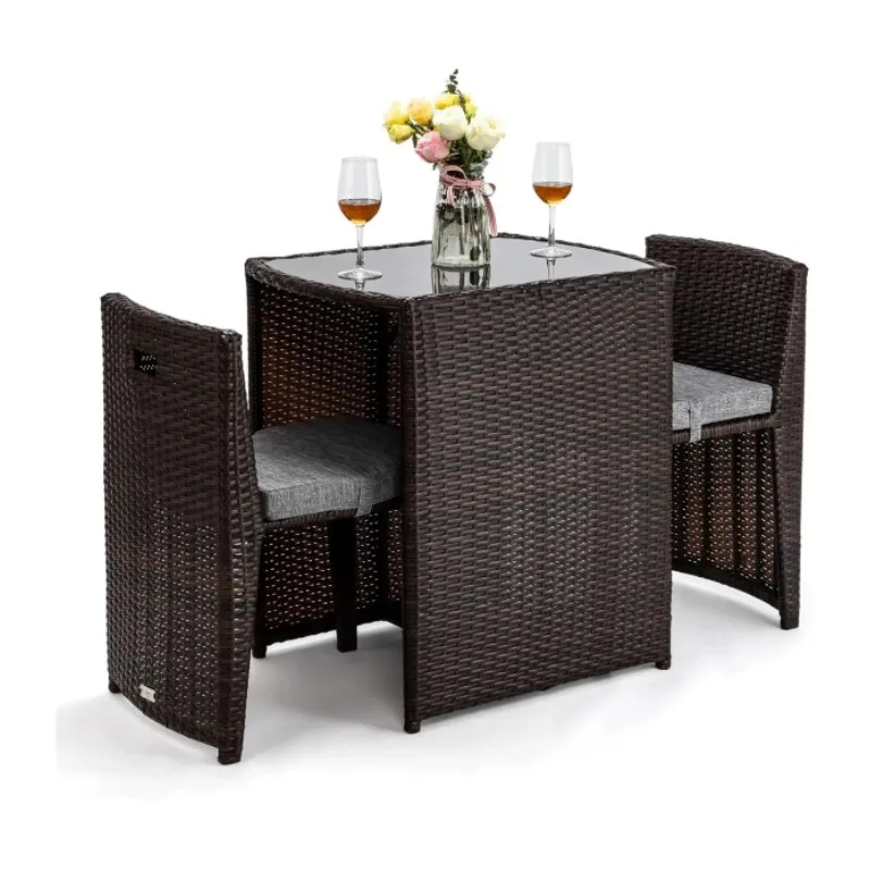 3 PCS Wicker Outdoor Patio Bistro Set, Patio Furniture Set for Small Space with Glass Top Table Dining Chairs
3 PCS Wicker Outdoor Patio Bistro Set, Patio Furniture Set for Small Space with Glass Top Table Dining Chairs