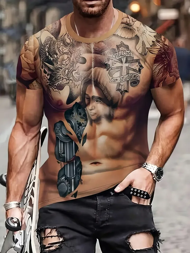 Summer Men's clothing 3D Realistic Muscle Graphic Print T-shirtsCasual Streetwear Style Polyester Short Sleeve o-Neck T-Shirt
Summer Men's clothing 3D Realistic Muscle Graphic Print T-shirtsCasual Streetwear Style Polyester Short Sleeve o-Neck T-Shirt