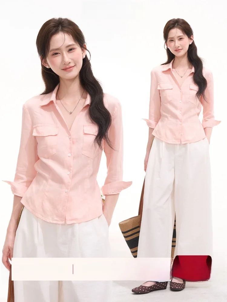 Original Hemingway Window Design Women's Summer Shirt Linen Silk Three-Quarter Sleeve Vintage Style Fashionable And Elegant
Original Hemingway Window Design Women's Summer Shirt Linen Silk Three-Quarter Sleeve Vintage Style Fashionable And Elegant