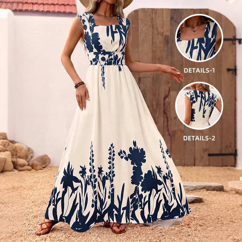 Women Dress 2026 New Spring Summer Fashion Retro Printed Sleeveless Square Collar High Waist Casual Vacation Long Dress
Women Dress 2026 New Spring Summer Fashion Retro Printed Sleeveless Square Collar High Waist Casual Vacation Long Dress