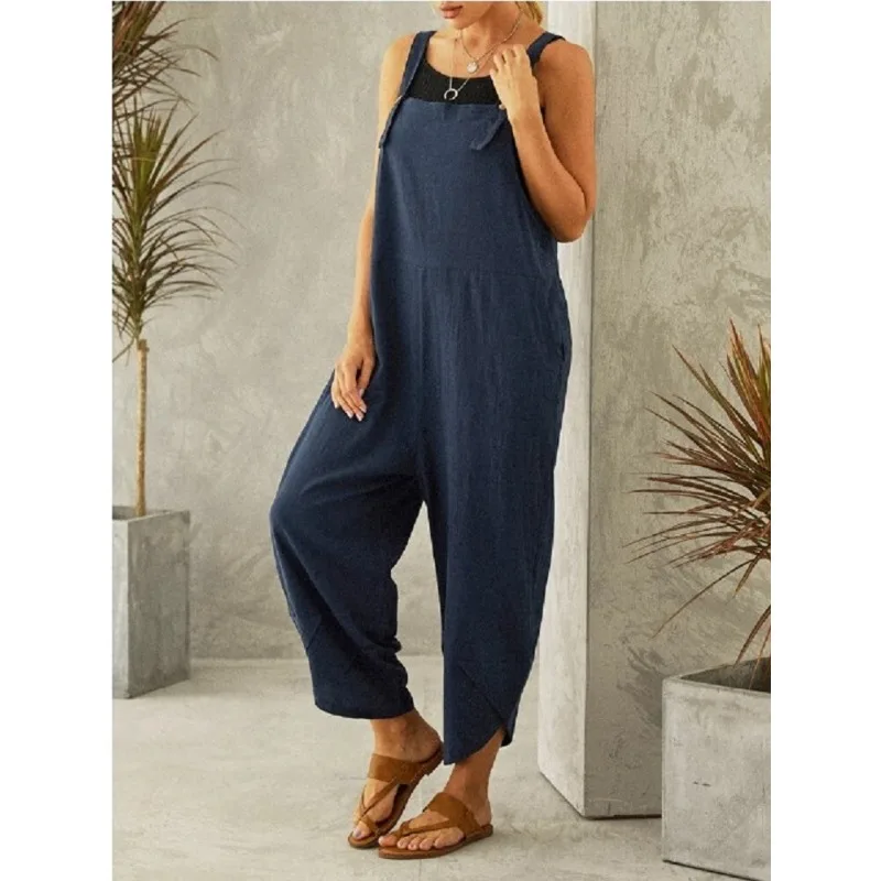 2024 Spring Summer Pants Women's Vintage Solid Loose Pockets Pants Women Button Spaghetti Strap Sleeveless Ankle-Length Pants
2024 Spring Summer Pants Women's Vintage Solid Loose Pockets Pants Women Button Spaghetti Strap Sleeveless Ankle-Length Pants