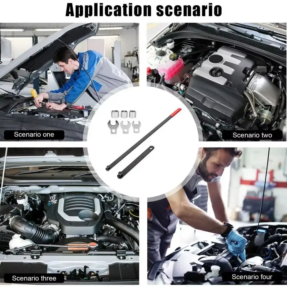 8 Pcs Interchangeable Open-End Idler Pulley Adjustment Tools Set 3/8" Dual-Use Head Angle Adjustable Belt Tension Adjuster Tool
8 Pcs Interchangeable Open-End Idler Pulley Adjustment Tools Set 3/8" Dual-Use Head Angle Adjustable Belt Tension Adjuster Tool