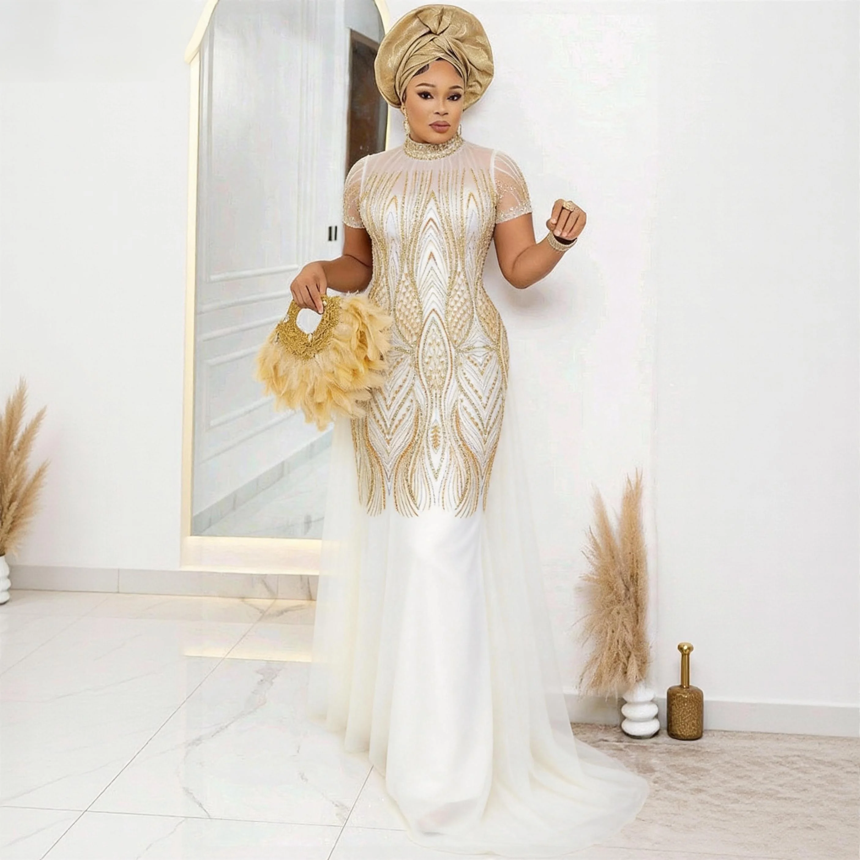 5 Yards African Bridal Lace Fabric with Sequins Beaded Embroidery High Quality French Tulle for Wedding Groom Nigerian Style
5 Yards African Bridal Lace Fabric with Sequins Beaded Embroidery High Quality French Tulle for Wedding Groom Nigerian Style
