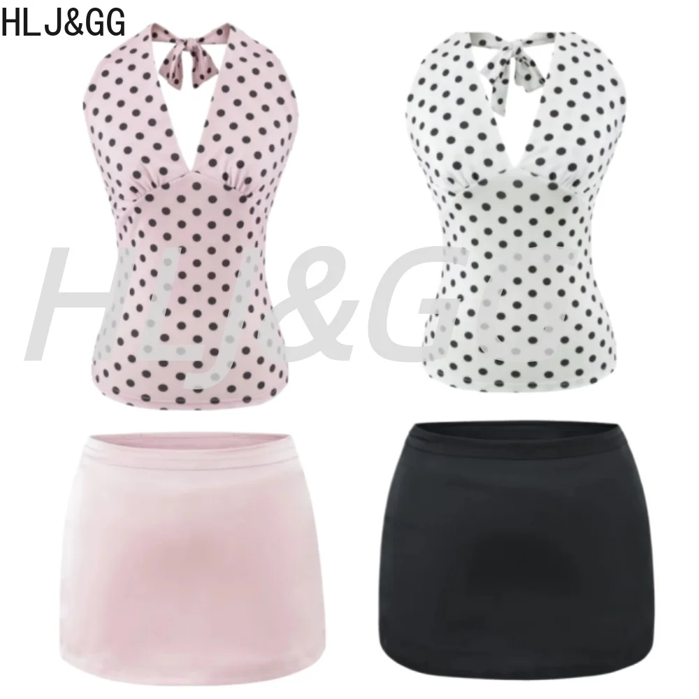 HLJ&GG Sweet Y2K Polka Dot Print Mini Skirts Two Piece Sets Women Halter Sleeveless Slim Crop Top And Skirts Outfits Streetwear
HLJ&GG Sweet Y2K Polka Dot Print Mini Skirts Two Piece Sets Women Halter Sleeveless Slim Crop Top And Skirts Outfits Streetwear