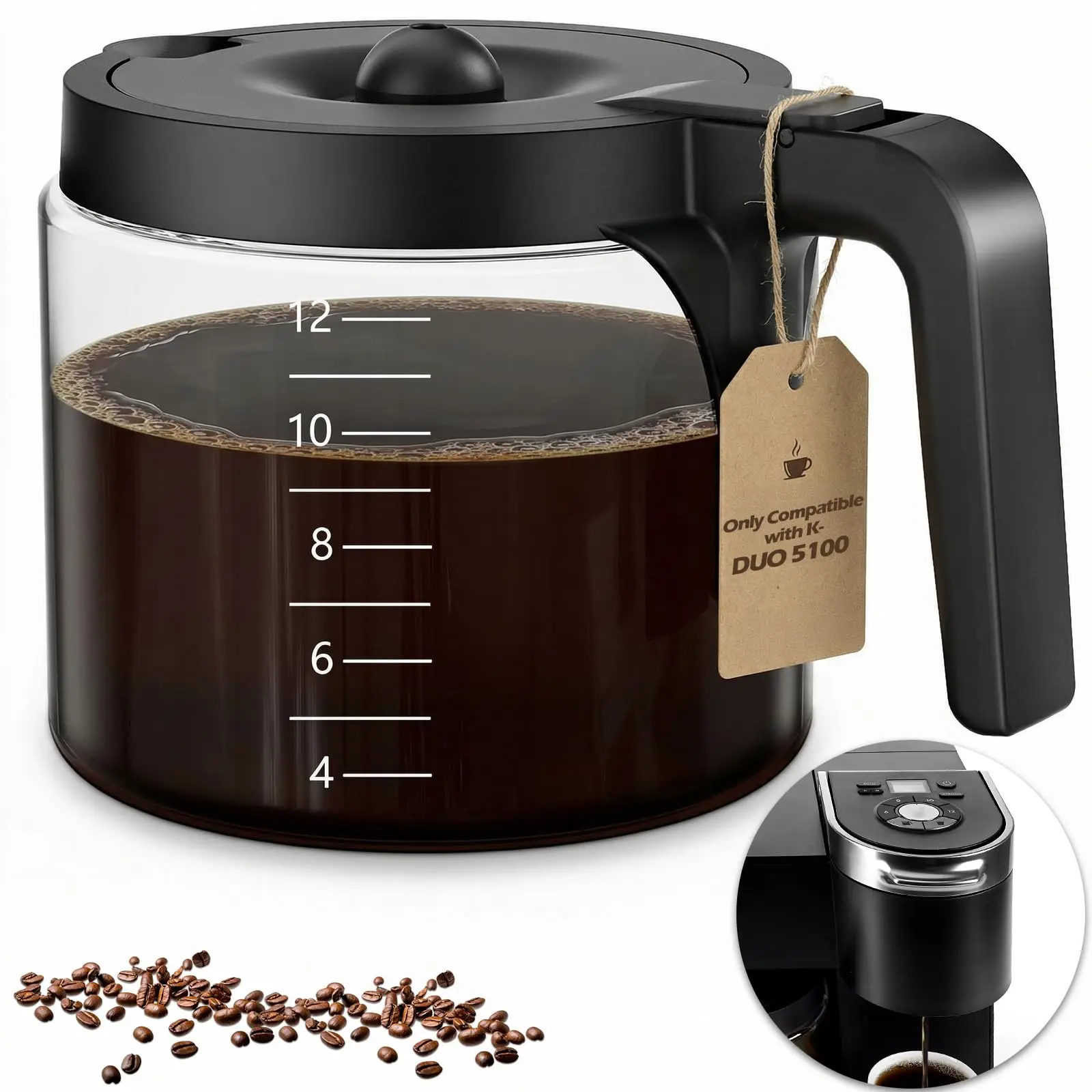12 Cup Coffee Pot Replacement Only Compatible with Keurig K-DUO 5100 Coffee Machine, Carafe Replacement for K-DUO 5100
12 Cup Coffee Pot Replacement Only Compatible with Keurig K-DUO 5100 Coffee Machine, Carafe Replacement for K-DUO 5100