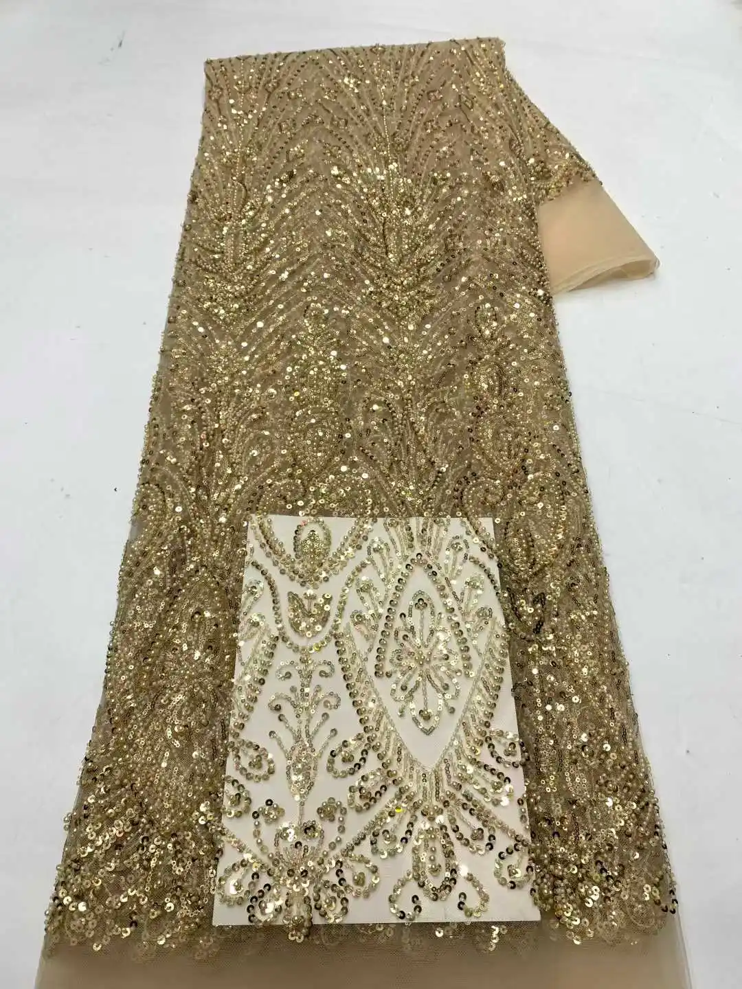Gold African Luxury Beaded Tulle Lace Fabric 2024 Nigerian Handmade Heavy Sequins Pearls Lace Fabric Fro Bridal Wedding Dresses
Gold African Luxury Beaded Tulle Lace Fabric 2024 Nigerian Handmade Heavy Sequins Pearls Lace Fabric Fro Bridal Wedding Dresses