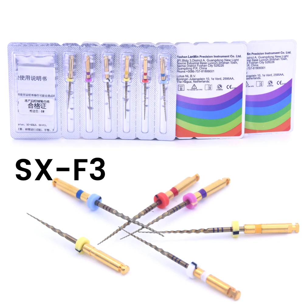 6Pcs/Box 25MM Heat-Treated Nickel Titanium Endo Gold Files soco files Anti-Breakage Strength Root Canal Niti SX-F3 Rotary file
6Pcs/Box 25MM Heat-Treated Nickel Titanium Endo Gold Files soco files Anti-Breakage Strength Root Canal Niti SX-F3 Rotary file