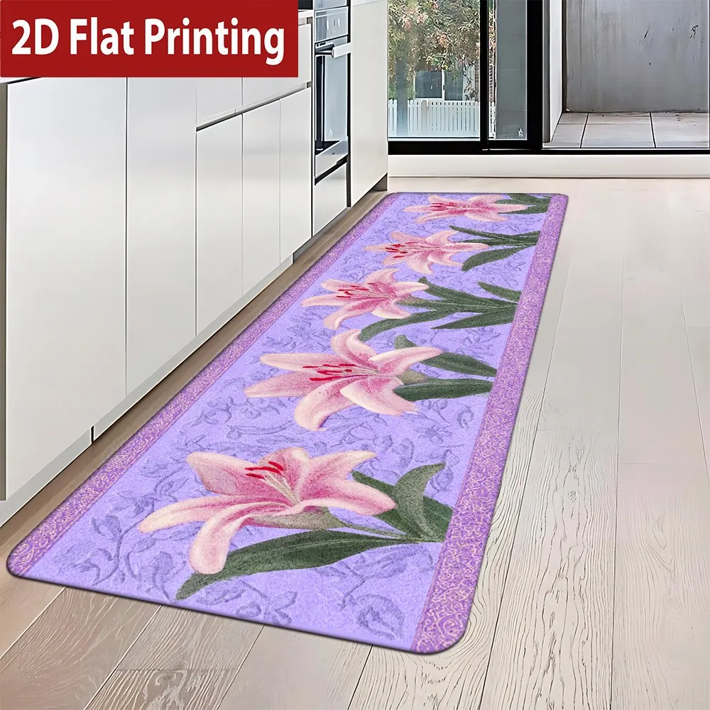 Stylish Pink Lilies on Purple Background Print Floor Mat,Non-Slip Washable Durable Runner Rug for Entryway & Delicate Home Decor
Stylish Pink Lilies on Purple Background Print Floor Mat,Non-Slip Washable Durable Runner Rug for Entryway & Delicate Home Decor
