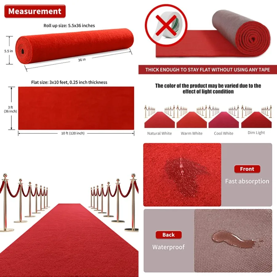 450 GSM Extra Thick 3x10 Feet Carpet Runner for Partys Events, Heavy-Duty Felt Aisle Runway Rug for Steps, Prom Proposal Weddin
450 GSM Extra Thick 3x10 Feet Carpet Runner for Partys Events, Heavy-Duty Felt Aisle Runway Rug for Steps, Prom Proposal Weddin