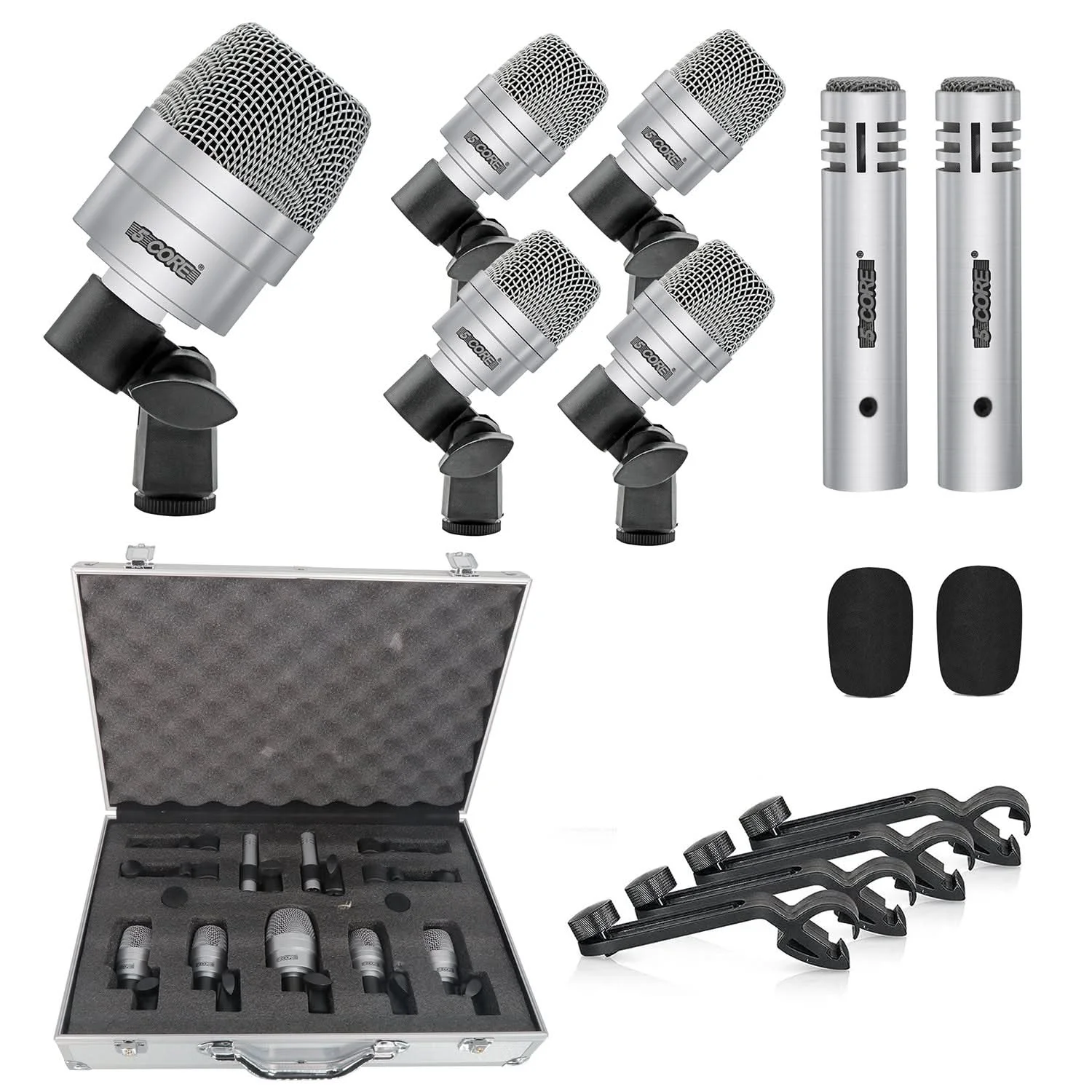 5 Core Drum Mic Kit 7 Pcs Kick Bass Tom Snare Dynamic Microphone Instrument Mics Set DM 7ACC SLV
5 Core Drum Mic Kit 7 Pcs Kick Bass Tom Snare Dynamic Microphone Instrument Mics Set DM 7ACC SLV