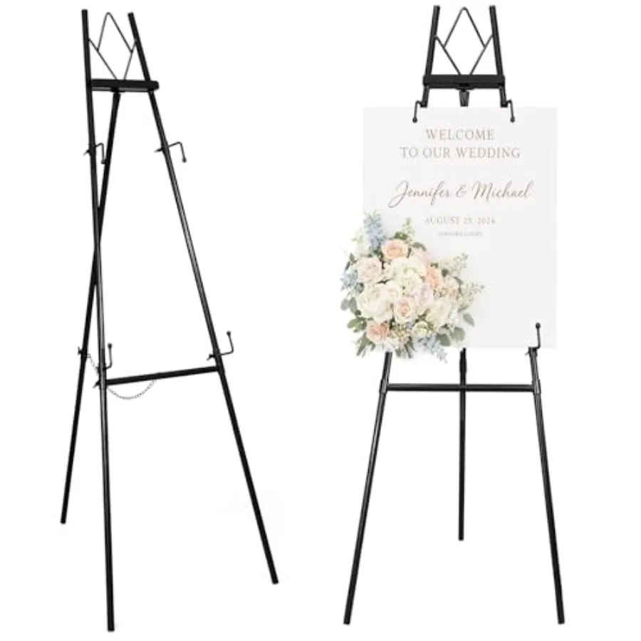 53.9" Black Easel Stand for Sign, Heavy Duty Metal Display Easel with Storage Bag, Adjustable Art Easel for Wedding Sign, Paint
53.9" Black Easel Stand for Sign, Heavy Duty Metal Display Easel with Storage Bag, Adjustable Art Easel for Wedding Sign, Paint