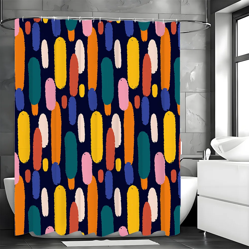 Простые и красочные патчи, занавеска для душа, моющаяся, грязеотталкивающая насадка для душа, водонепроницаемая полиэстеровая занавеска для ванны для домашнего декора 
Простые и красочные патчи, занавеска для душа, моющаяся, грязеотталкивающая насадка для душа, водонепроницаемая полиэстеровая занавеска для ванны для домашнего декора