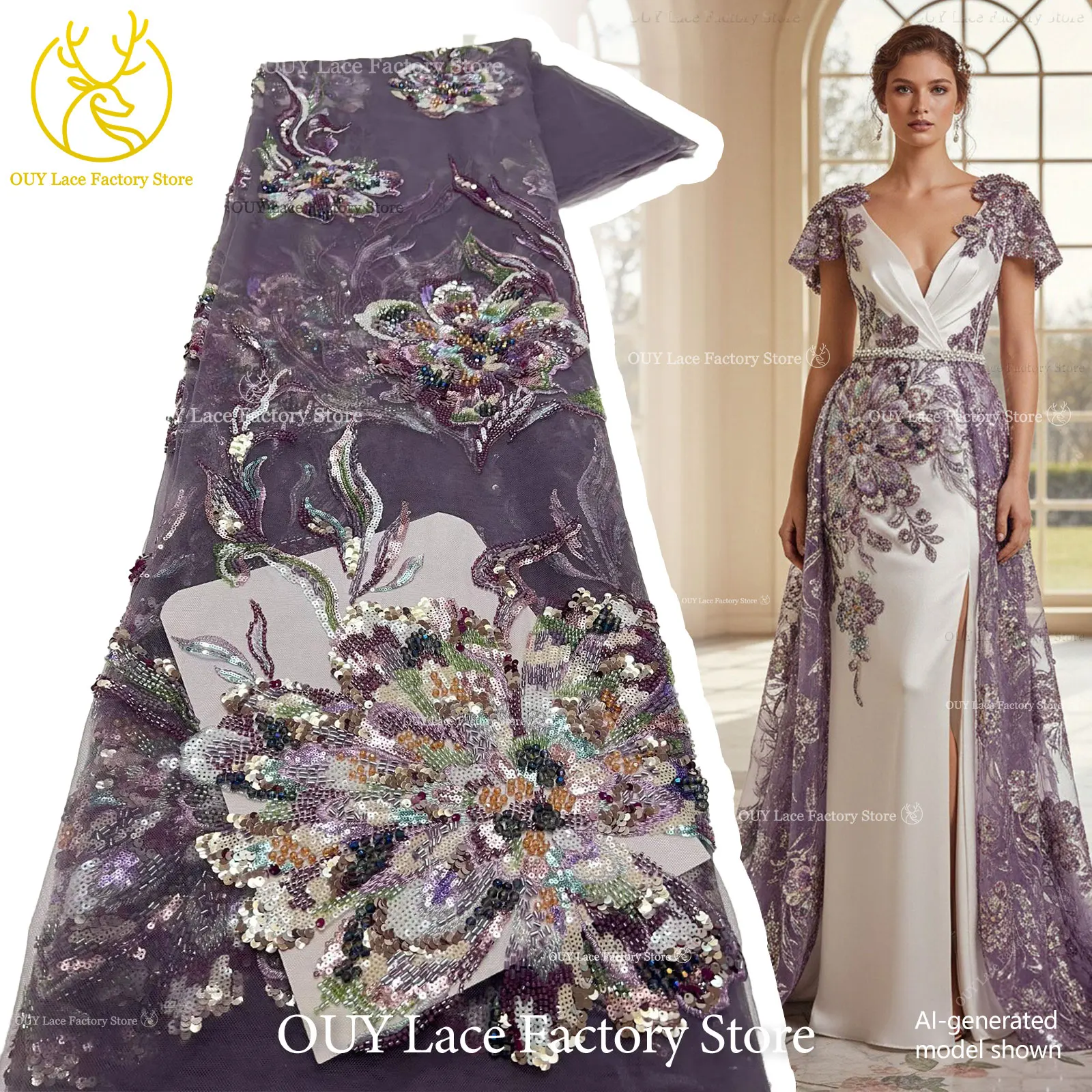 Nigerian Large Flower Embroidery Beaded Sequins Lace Fabric French Sequins Tulle Lace African Lace Fabric For Prom Party Dress
Nigerian Large Flower Embroidery Beaded Sequins Lace Fabric French Sequins Tulle Lace African Lace Fabric For Prom Party Dress