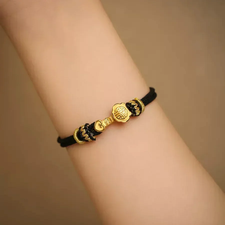 Handmade Braided Hand Rope Bracelet Couple 999 Real 24K Gold Plated Charms Everything Goes Well Red Black Valentine's Day Gift
Handmade Braided Hand Rope Bracelet Couple 999 Real 24K Gold Plated Charms Everything Goes Well Red Black Valentine's Day Gift