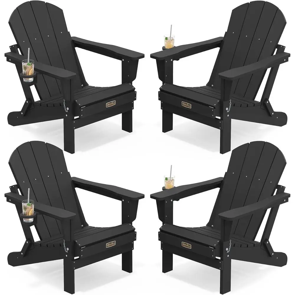 olding Adirondack Chair Set o 4, Weather Resistant HIPS Patio Chairs with Cup Holder or Garden Outdoire Pit - Black
olding Adirondack Chair Set o 4, Weather Resistant HIPS Patio Chairs with Cup Holder or Garden Outdoire Pit - Black