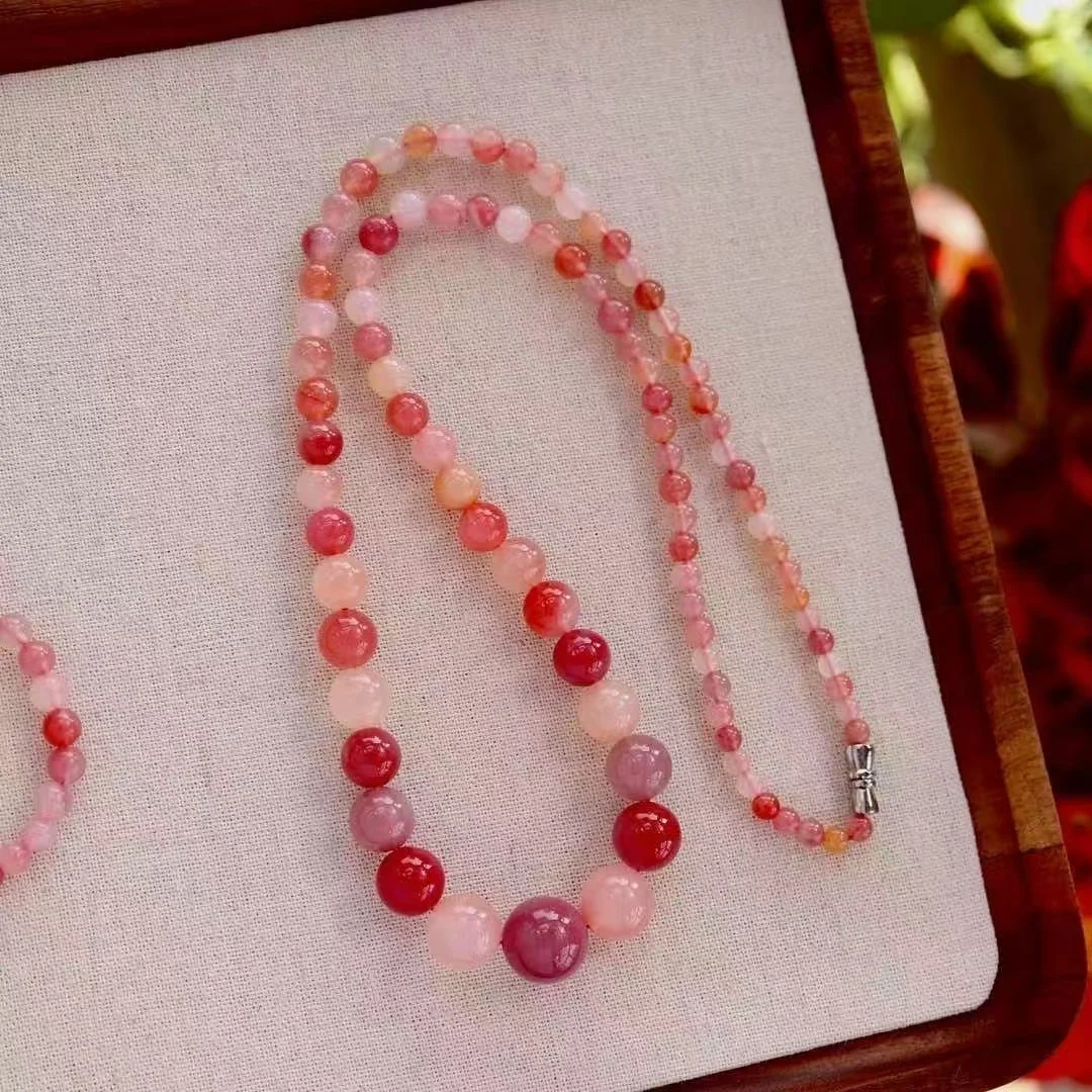 Certificated 925 Silver 4-13mm Natural Untreated Agate Necklace Gradient Beads Rose Quartz Pink Gemstones For Women Fine Jewelry
Certificated 925 Silver 4-13mm Natural Untreated Agate Necklace Gradient Beads Rose Quartz Pink Gemstones For Women Fine Jewelry