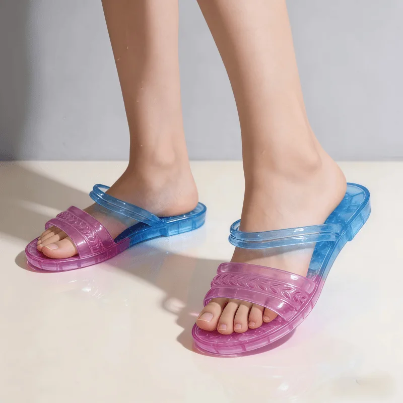 2026 new fashionable gradient color crystal sandals woman transparent jelly shoes ladies slip resistant flat bottom slippers
2026 new fashionable gradient color crystal sandals woman transparent jelly shoes ladies slip resistant flat bottom slippers