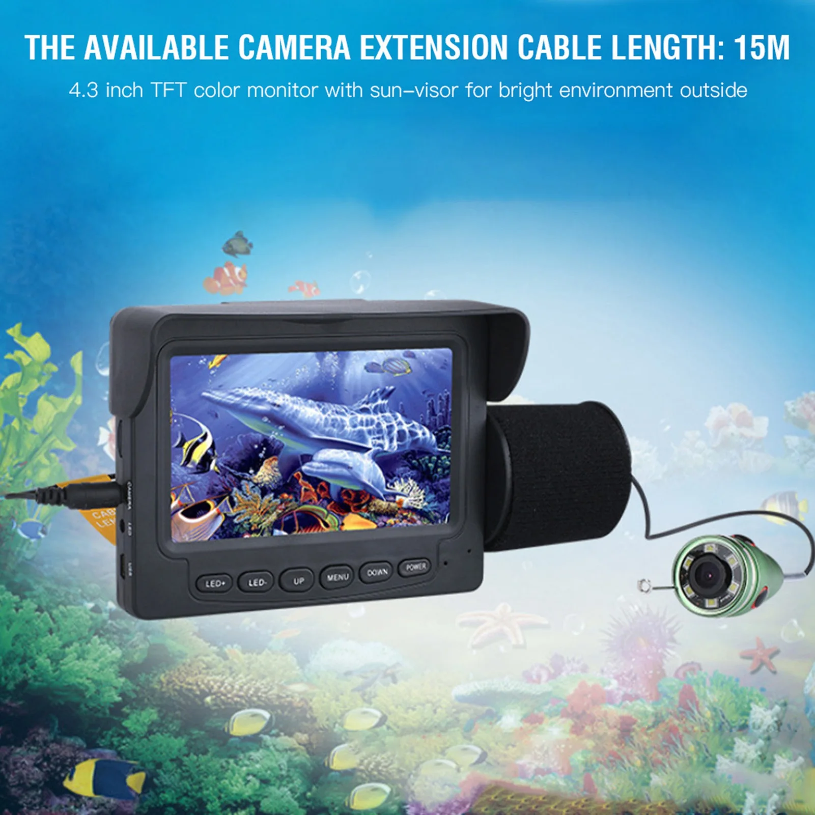 4.3" HD Colorful Underwater Visual Fish Finder Video Camera Fishing Kit (F008G‑15M‑IR) fish finder kit fish finder tool
4.3" HD Colorful Underwater Visual Fish Finder Video Camera Fishing Kit (F008G‑15M‑IR) fish finder kit fish finder tool