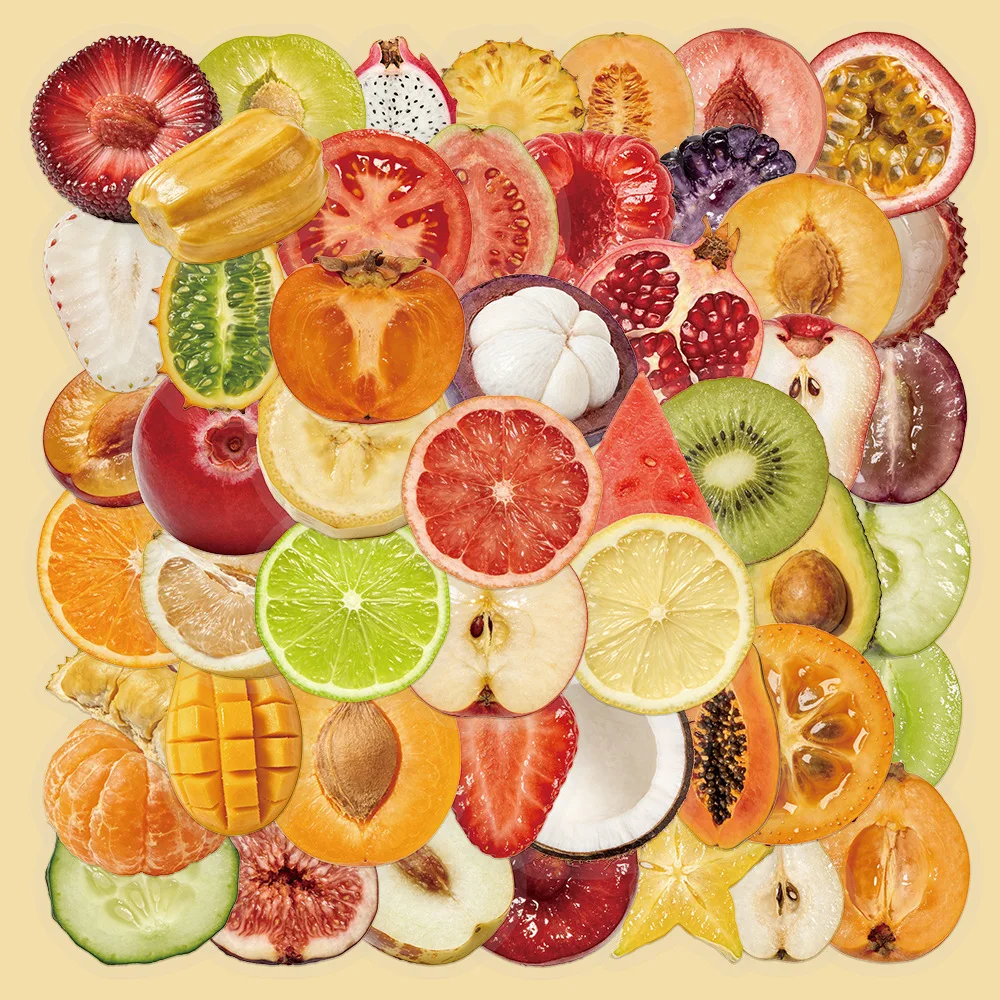 50PCS Fruit Stickers Cute Tropical Fruit Fruit Material Transparent Style DIY Decorative Phone Case Waterproof Stickers Kids Toy
50PCS Fruit Stickers Cute Tropical Fruit Fruit Material Transparent Style DIY Decorative Phone Case Waterproof Stickers Kids Toy