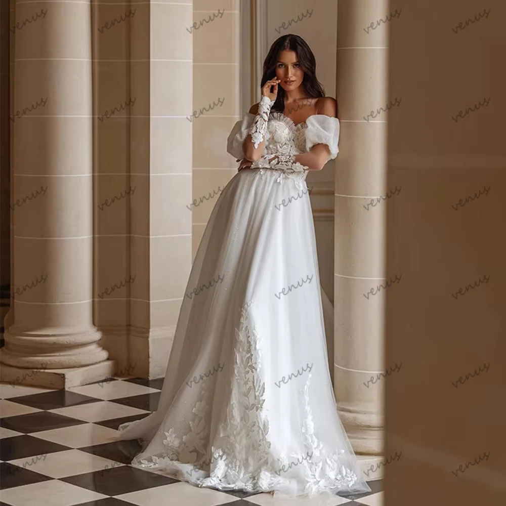 Изысканные свадебные платья: современные модели, кружевные аппликации, очаровательные наряды, с открытыми плечами, красивые, на заказ, Vestidos De Novia
Изысканные свадебные платья: современные модели, кружевные аппликации, очаровательные наряды, с открытыми плечами, красивые, на заказ, Vestidos De Novia