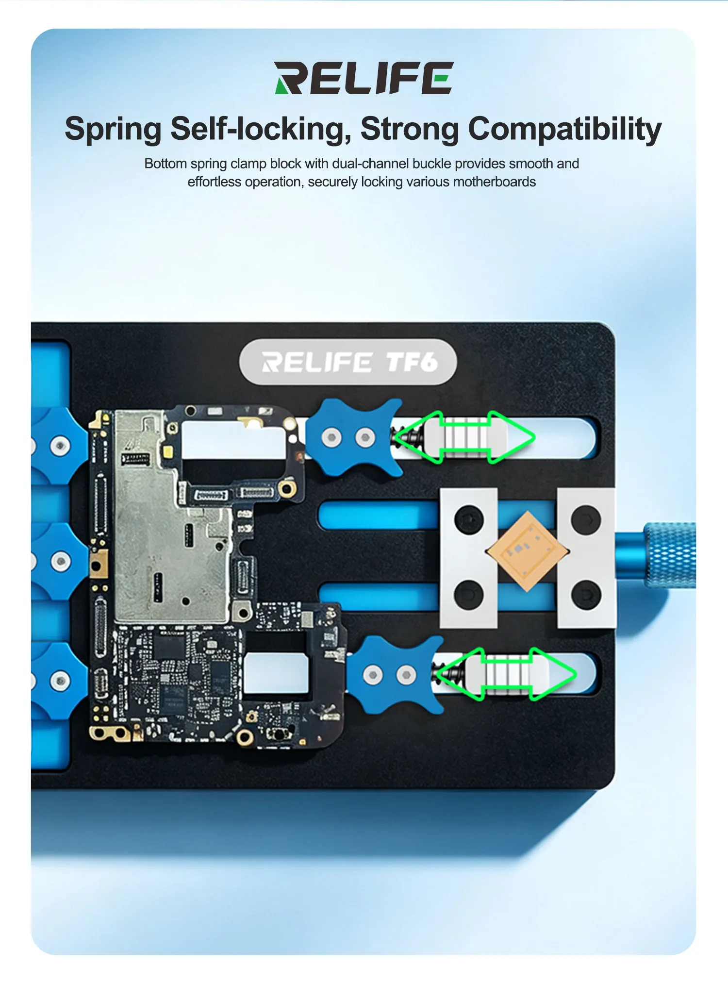 Relife TF6 Dual Clamp with Spring Self-locking Thickened Steel Plate Universal Motherboard Chip Repair Heat-Resistant Fixture
Relife TF6 Dual Clamp with Spring Self-locking Thickened Steel Plate Universal Motherboard Chip Repair Heat-Resistant Fixture