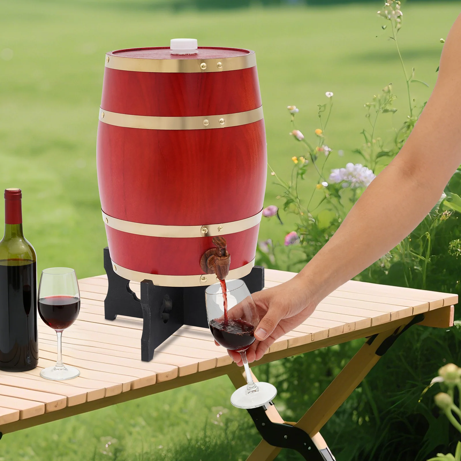 Tea Color Wine Barrel, Vertical Wooden Wine Barrel, 10L/2.64Gal Wine Barrel with Base and Faucet for Brandy, Whiskey, Beer
Tea Color Wine Barrel, Vertical Wooden Wine Barrel, 10L/2.64Gal Wine Barrel with Base and Faucet for Brandy, Whiskey, Beer