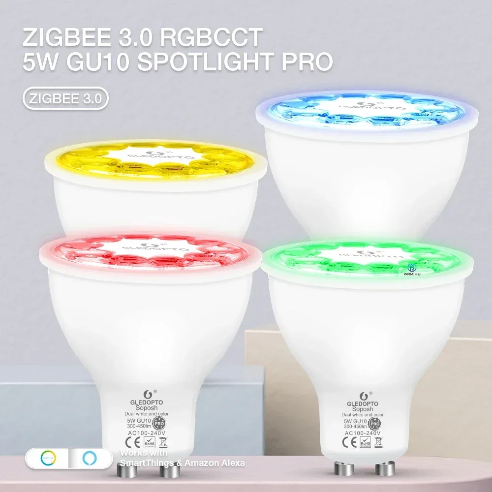 Zigbee3.0 Smart Gledopto Pro 5W GU10 Светодиодный прожектор RGB CCT Цвет 2200-6500K Работает с приложением Tuya Alexa Приложение Голосовой радиочастотный пульт дистанционного управления
Zigbee3.0 Smart Gledopto Pro 5W GU10 Светодиодный прожектор RGB CCT Цвет 2200-6500K Работает с приложением Tuya Alexa Приложение Голосовой радиочастотный пульт дистанционного управления