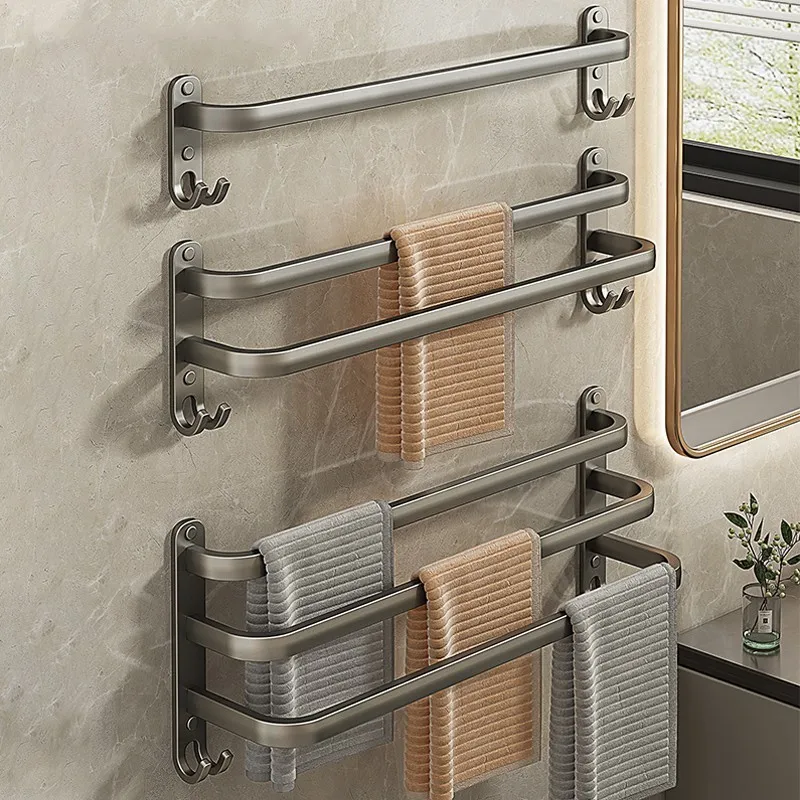Bathroom Accessories Wall Mounted 50 CM Towel Rack Space Aluminum Shower Room Holder Towel Hanger Multilayer Towel Bar
Bathroom Accessories Wall Mounted 50 CM Towel Rack Space Aluminum Shower Room Holder Towel Hanger Multilayer Towel Bar