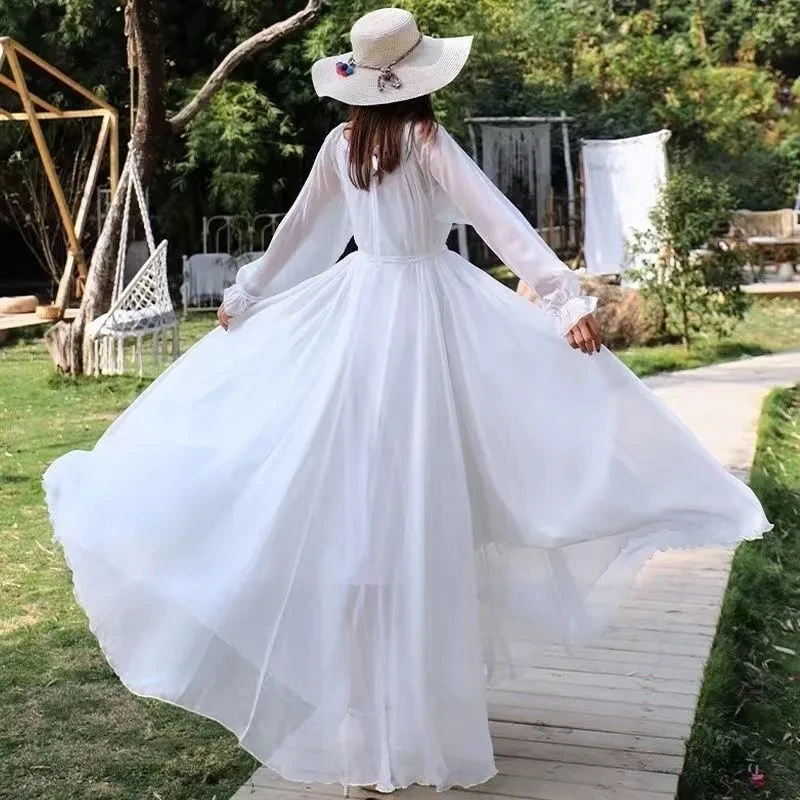 Chiffon Dress 2026 Summer New Fashion Temperament Elegance Long sleeved Dress Women's Long Bohemia Beach Vacation Clothes
Chiffon Dress 2026 Summer New Fashion Temperament Elegance Long sleeved Dress Women's Long Bohemia Beach Vacation Clothes