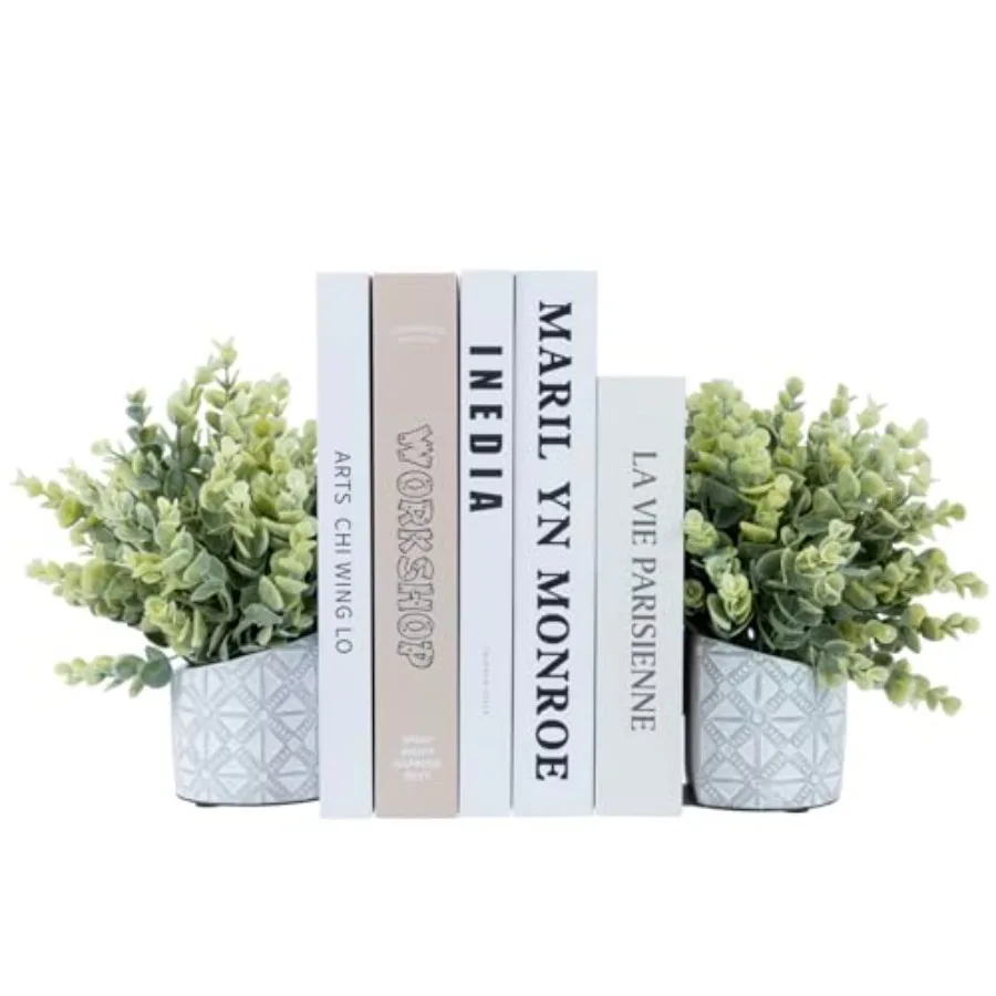 L-Shaped Decorative Bookends with Plant Potted in Modern Geometric Embossed Gray Concrete Pot, Book Ends for Shelf Desk Nook De
L-Shaped Decorative Bookends with Plant Potted in Modern Geometric Embossed Gray Concrete Pot, Book Ends for Shelf Desk Nook De