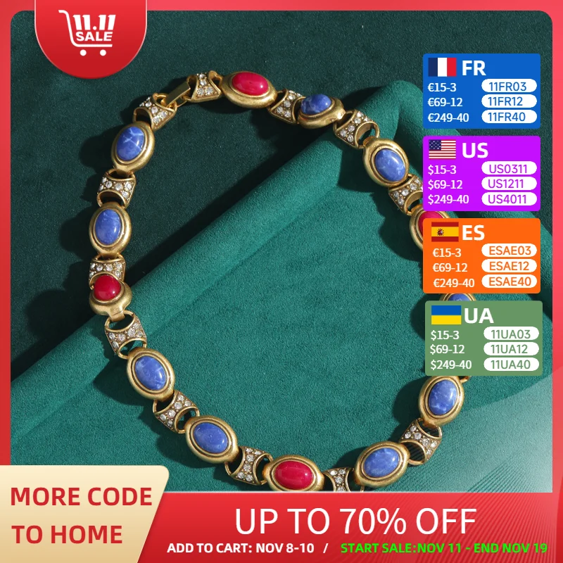 Vintage Antique Red Blue Natural Stone Necklace Choker Luxury Jewelry Designer Charms Fashion Trendy Unique Wedding Engagement
Vintage Antique Red Blue Natural Stone Necklace Choker Luxury Jewelry Designer Charms Fashion Trendy Unique Wedding Engagement
