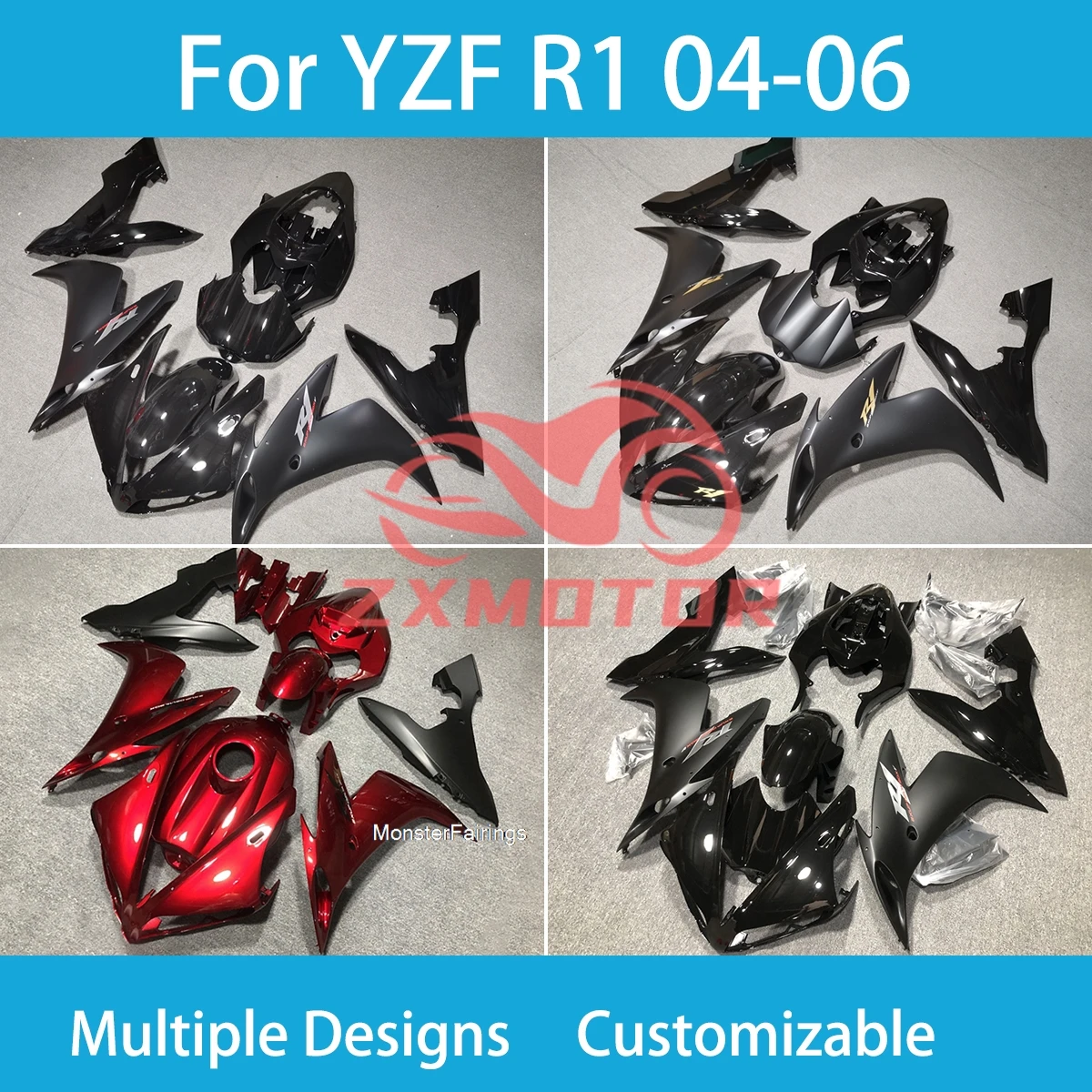 YZF-R1 2004 2005 2006 High Quality Fairings for Yamaha YZF R1 04 05 06 Motorcycle Customized ZXMT Plastic Fairing Kit
YZF-R1 2004 2005 2006 High Quality Fairings for Yamaha YZF R1 04 05 06 Motorcycle Customized ZXMT Plastic Fairing Kit