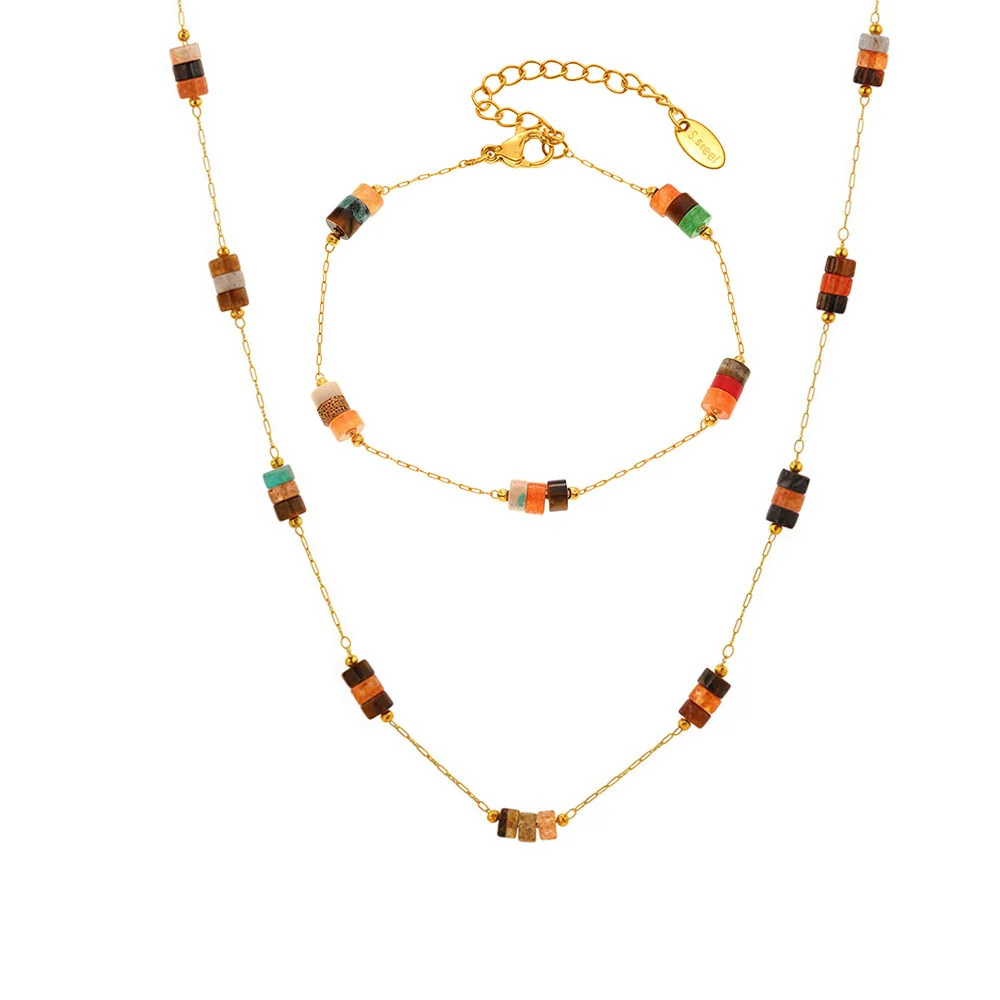 CCFJOYAS Natural Colorful stone Handmade beaded Stainless Steel Necklace Bracelet for Women Party Daily Jewelry Gift
CCFJOYAS Natural Colorful stone Handmade beaded Stainless Steel Necklace Bracelet for Women Party Daily Jewelry Gift