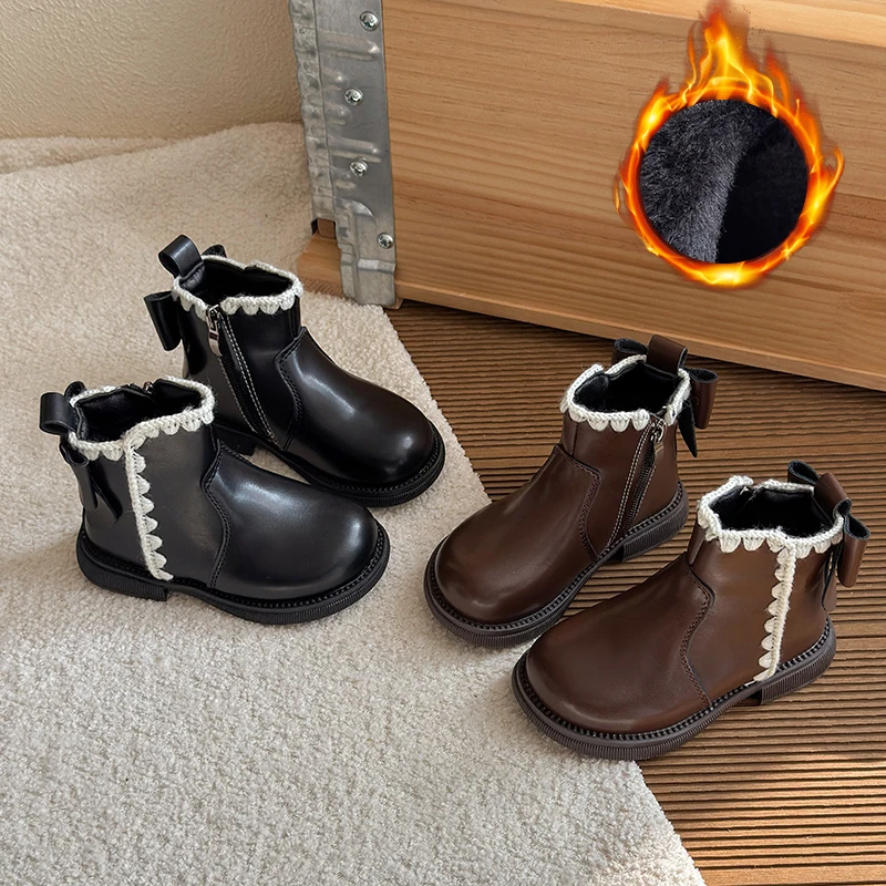 Winter Girl's Boots Round Toe Zip Bowknot Sweet Kid's Flat Shoe Plush Solid Colors Pu Leather Stylish Children Shoe 7-12Y
Winter Girl's Boots Round Toe Zip Bowknot Sweet Kid's Flat Shoe Plush Solid Colors Pu Leather Stylish Children Shoe 7-12Y