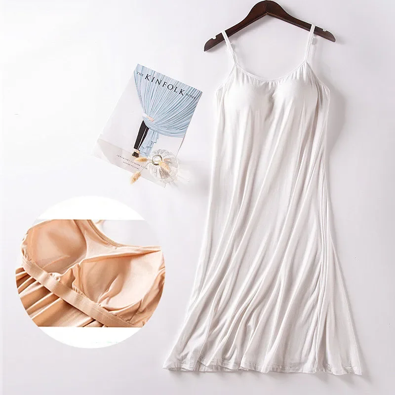 Comfort Soft Nightwear For Women Chest Pad Sexy Sleepwear Night Dress Modal Cotton Summer Nightgowns Female Sling Nightdress
Comfort Soft Nightwear For Women Chest Pad Sexy Sleepwear Night Dress Modal Cotton Summer Nightgowns Female Sling Nightdress