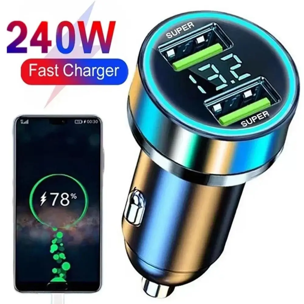 Dual USB Ports Car Phone Charger 240W 12-24v Type C Adapter in Car Security Mini For Mobile Phone Car Charger
Dual USB Ports Car Phone Charger 240W 12-24v Type C Adapter in Car Security Mini For Mobile Phone Car Charger