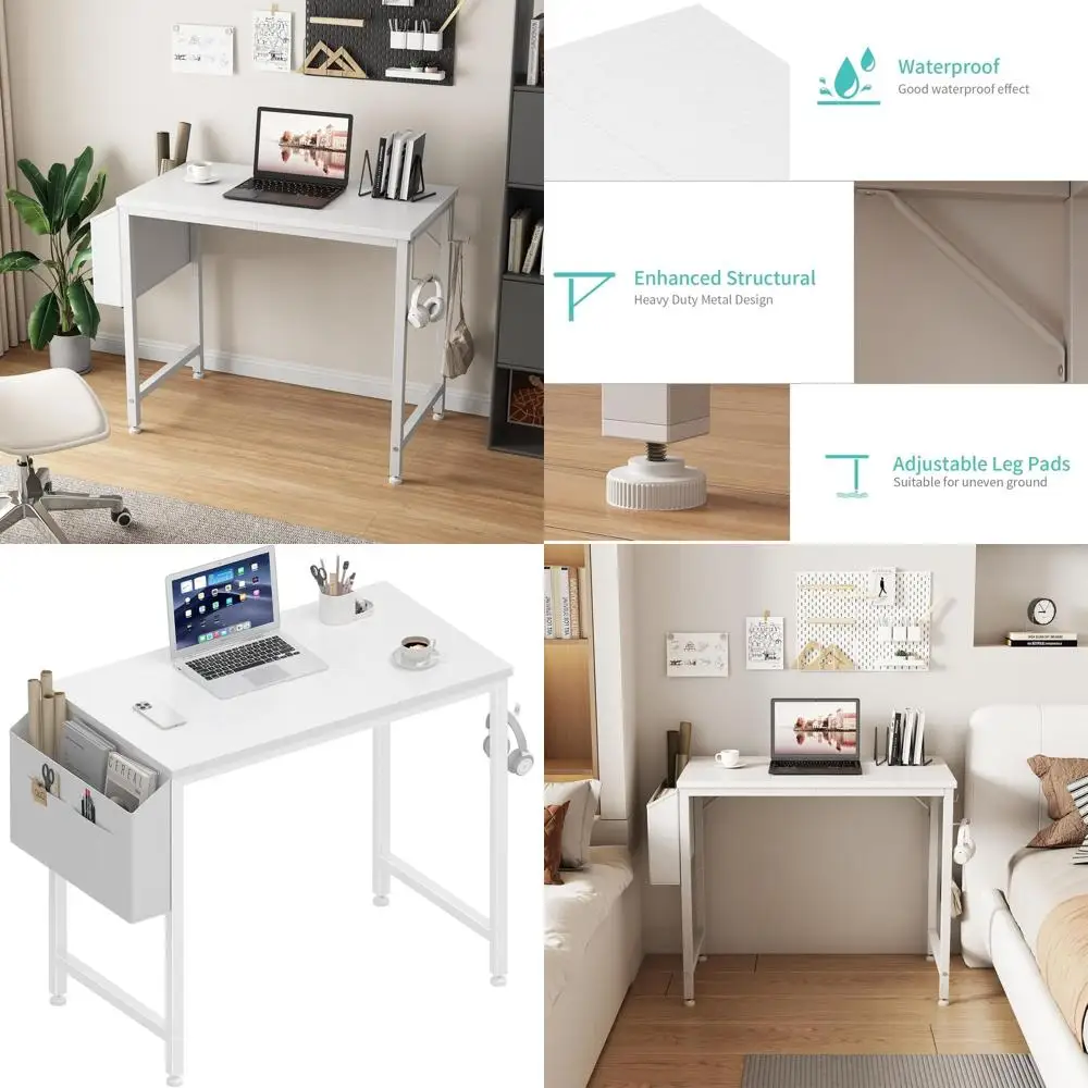 Compact 32 Inch White Desk for Kids, Study and Writing Space with Storage Bag and Peg Hook
Compact 32 Inch White Desk for Kids, Study and Writing Space with Storage Bag and Peg Hook