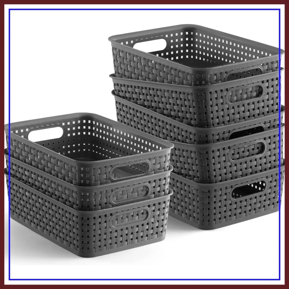 8 Pack Plastic Storage Baskets, Durable & Flexible, Multi-Purpose for Closets, Cabinets, Shelves, Countertops
8 Pack Plastic Storage Baskets, Durable & Flexible, Multi-Purpose for Closets, Cabinets, Shelves, Countertops