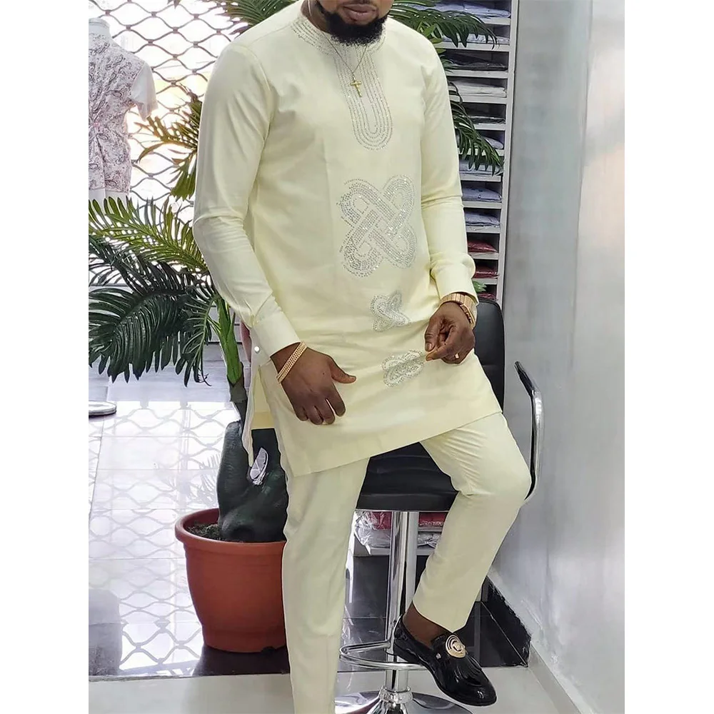 New African Traditional Men's Set, Festival Wedding Solid Color Embroidered Men's Suit, Elegant and Simple Men's Two Piece Set
New African Traditional Men's Set, Festival Wedding Solid Color Embroidered Men's Suit, Elegant and Simple Men's Two Piece Set