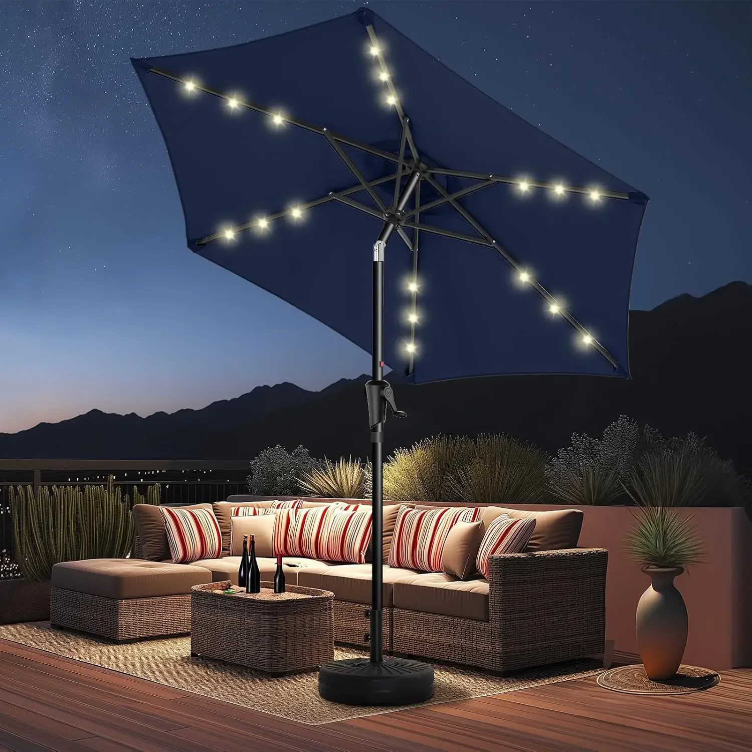 7.5ft Solar Patio Umbrella - Solar Lights LED Lighted Outdoor Market Table Umbrella, UPF50+ UV Protection with Push Button Tilt
7.5ft Solar Patio Umbrella - Solar Lights LED Lighted Outdoor Market Table Umbrella, UPF50+ UV Protection with Push Button Tilt