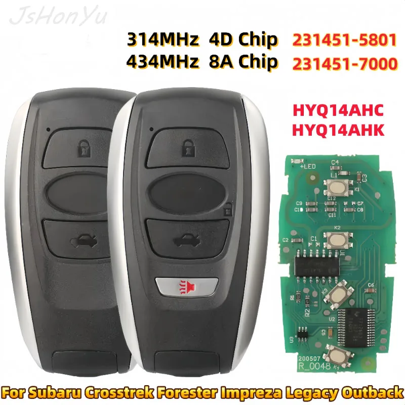 JsHonYu HYQ14AHC HYQ14AHK 314/434MHz 8A 4D Chip Smart Remote Key for Subaru Forester Crosstrek Impreza Legacy Outback 5801 7000
JsHonYu HYQ14AHC HYQ14AHK 314/434MHz 8A 4D Chip Smart Remote Key for Subaru Forester Crosstrek Impreza Legacy Outback 5801 7000