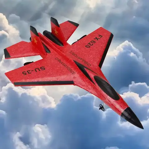 Remote Control Airplane SU35 RC Plane Foam Aircraft with LED Light 2.4G Radio Control EPP Fighter Glider Outdoor Flying Toy Gift