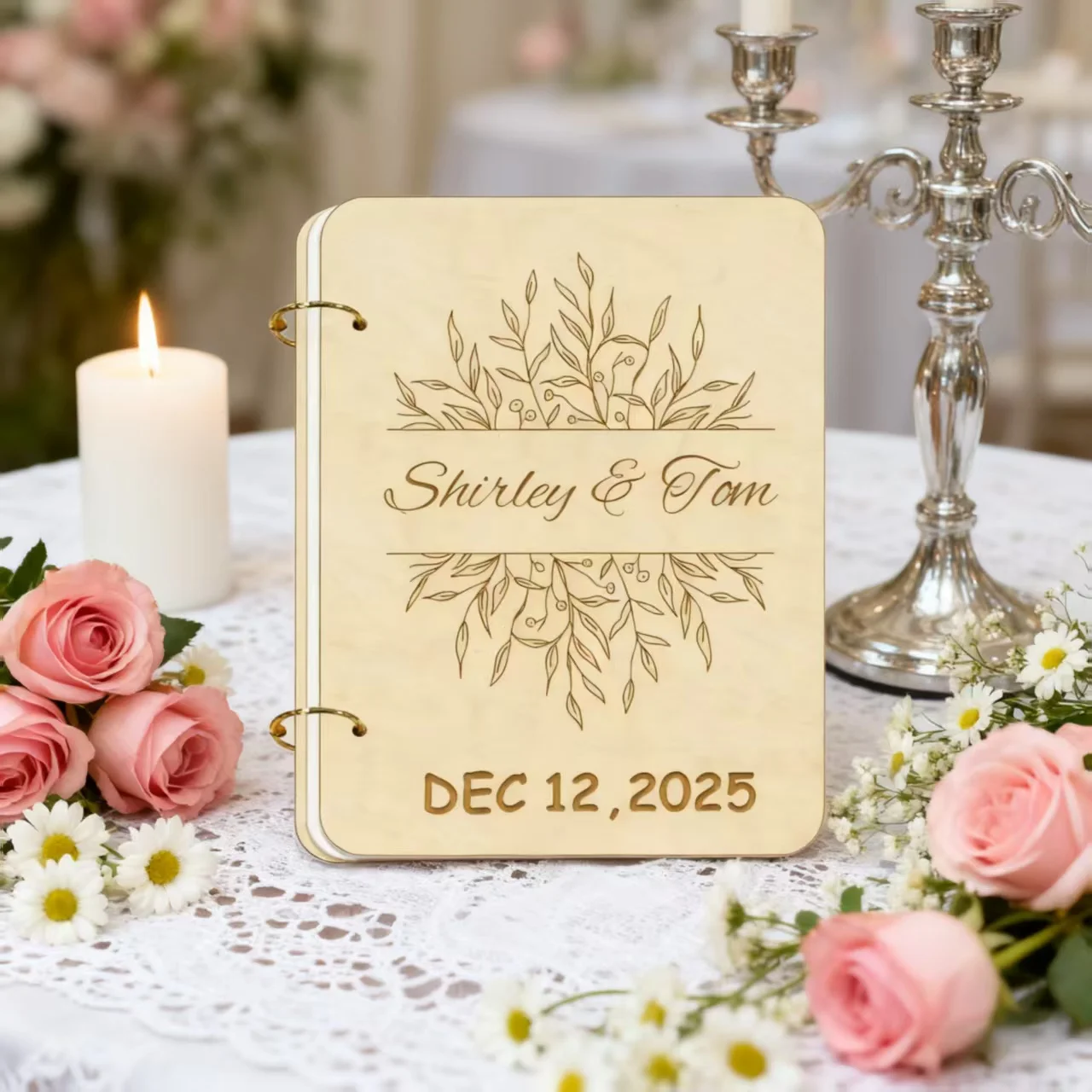 Personalized Wooden Wedding Card Scrapbook - Shirley & Tom Design, 20x15cm Engraved Memory Book, Wedding Card Keeper Gift
Personalized Wooden Wedding Card Scrapbook - Shirley & Tom Design, 20x15cm Engraved Memory Book, Wedding Card Keeper Gift