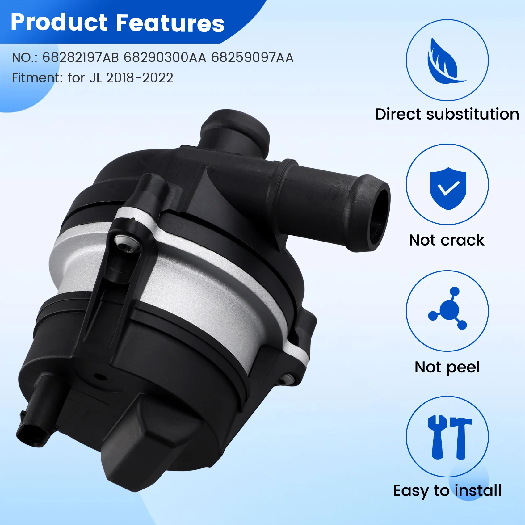Practical Auxiliary Water Pump Fit For Jeep Wrangler JL 2018-2022 68290300AA 68259097AA
Practical Auxiliary Water Pump Fit For Jeep Wrangler JL 2018-2022 68290300AA 68259097AA