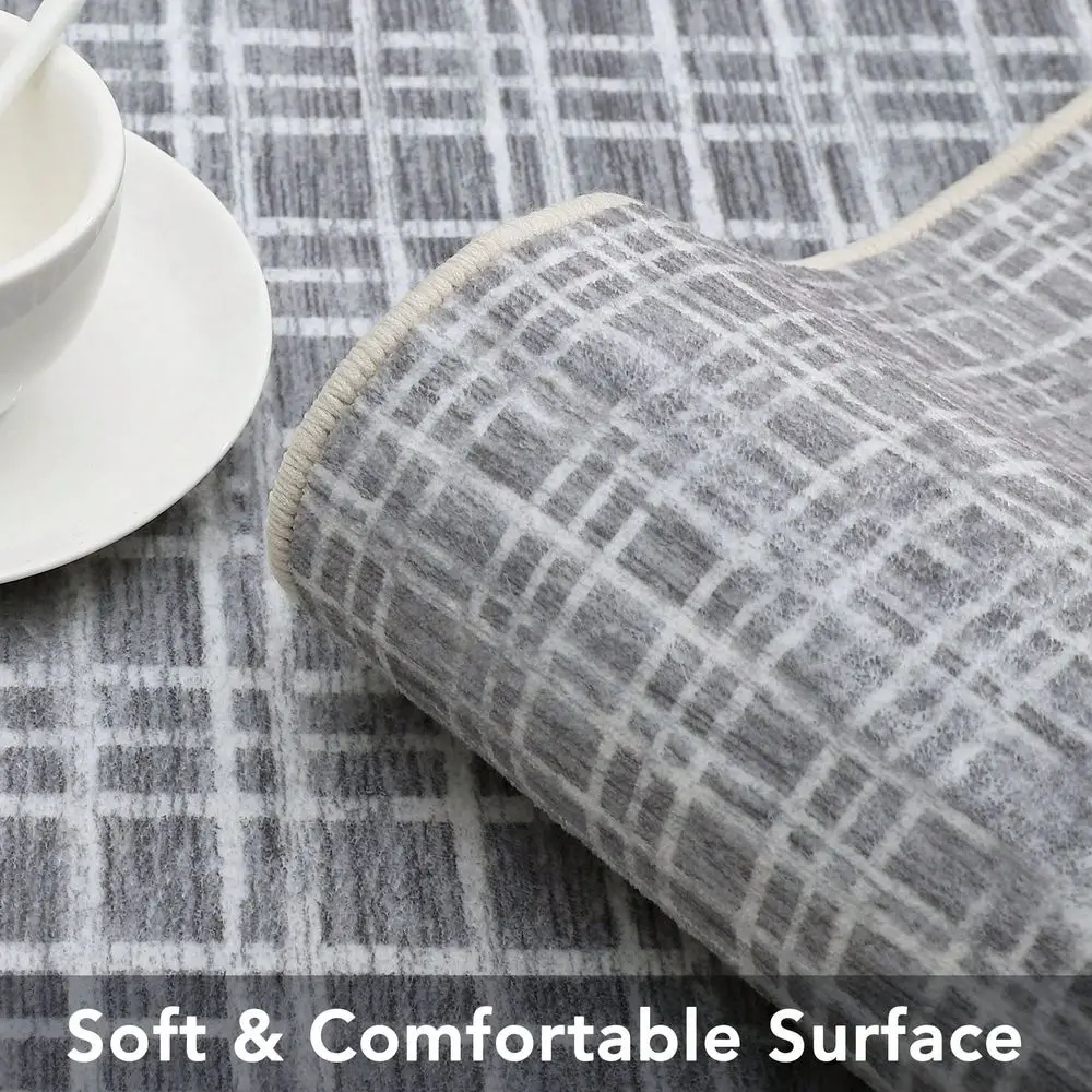 Room Decor Modern Geometric Plaid Rug Durable NeutralToned Area Rug With AntiSlip Backing Machine Washable SpaceSaving Design F