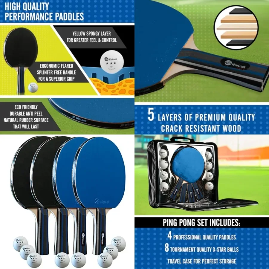 Ping Pong Paddles Sets - Portable Table Tennis Paddle Set with Ping Pong Paddles Professional Case Ping Pong Balls - Premium Ta
Ping Pong Paddles Sets - Portable Table Tennis Paddle Set with Ping Pong Paddles Professional Case Ping Pong Balls - Premium Ta